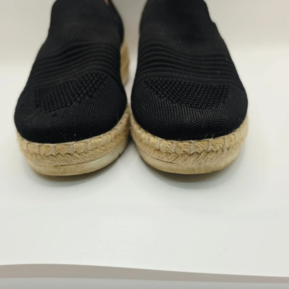 Adrienne Vittadini Niko Espadrille Sneakers Womens 7.5 Black Knit Platform